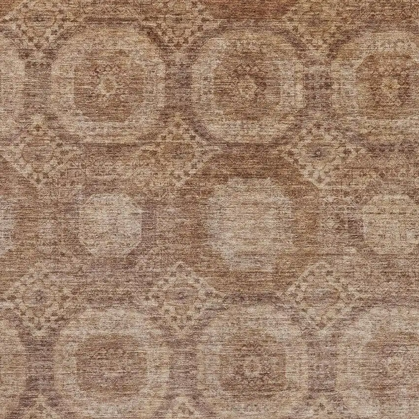 Copper And Beige Abstract Geometric Washable Area Rug With UV Protection Photo 3