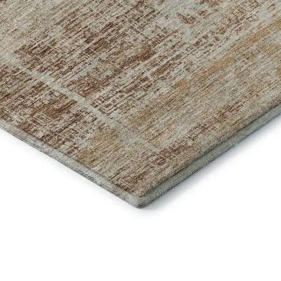 Copper And Beige Abstract Washable Area Rug With UV Protection Photo 7
