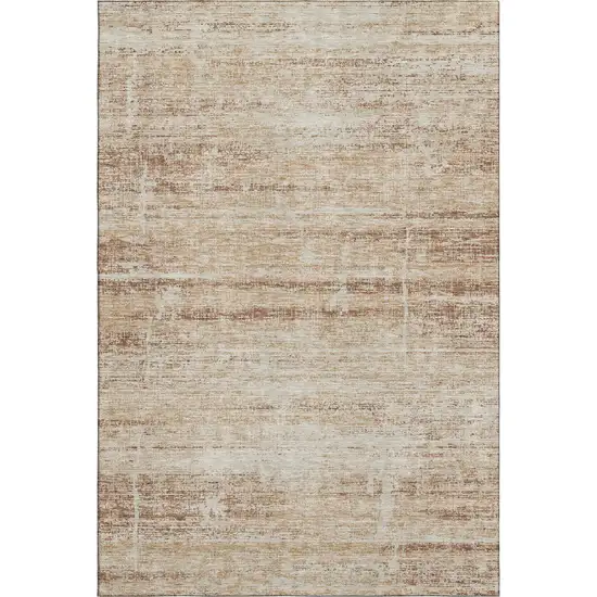 Copper And Beige Abstract Washable Area Rug With UV Protection Photo 5