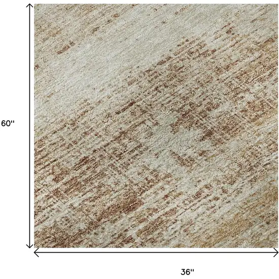 Copper And Beige Abstract Washable Area Rug With UV Protection Photo 9