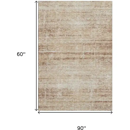 Copper And Beige Abstract Washable Area Rug With UV Protection Photo 3