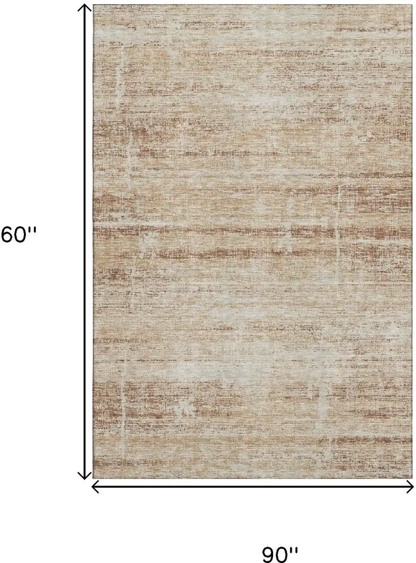 Copper And Beige Abstract Washable Area Rug With UV Protection Photo 3
