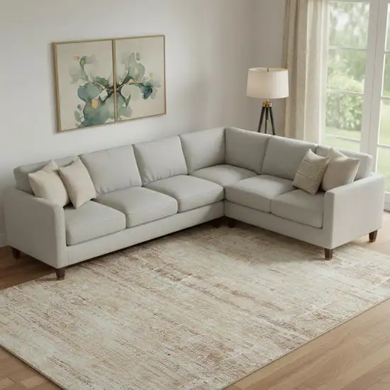 Copper And Beige Abstract Washable Area Rug With UV Protection Photo 1