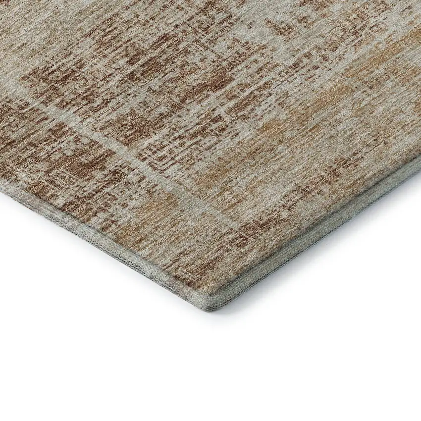 Copper And Beige Abstract Washable Area Rug With UV Protection Photo 8