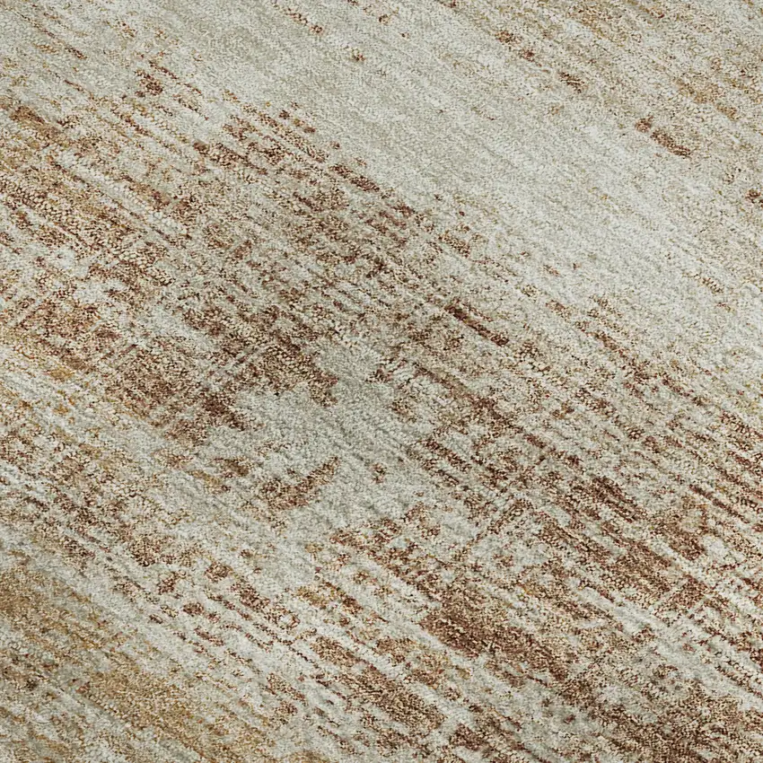 Copper And Beige Abstract Washable Area Rug With UV Protection Photo 3