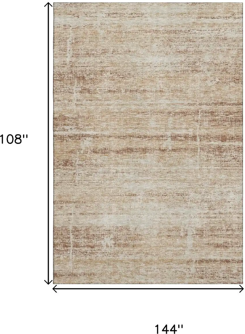 Copper And Beige Abstract Washable Area Rug With UV Protection Photo 3