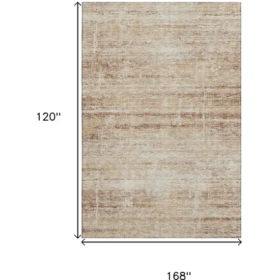 Copper And Beige Abstract Washable Area Rug With UV Protection Photo 3