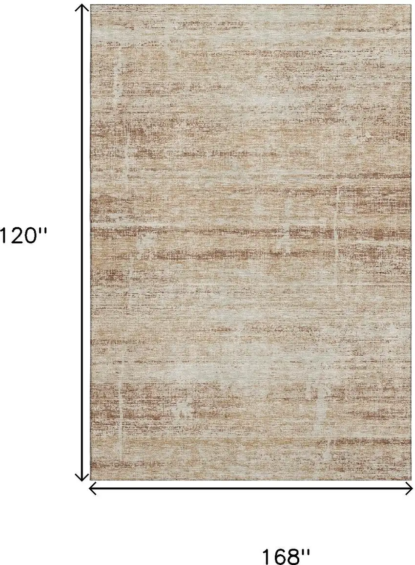 Copper And Beige Abstract Washable Area Rug With UV Protection Photo 3