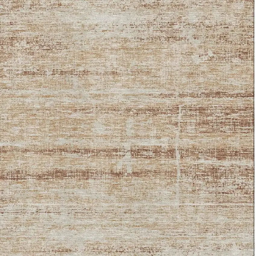 Copper And Beige Abstract Washable Area Rug With UV Protection Photo 4