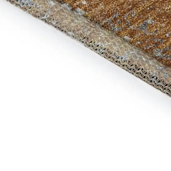 Copper And Beige Abstract Washable Area Rug With UV Protection Photo 9