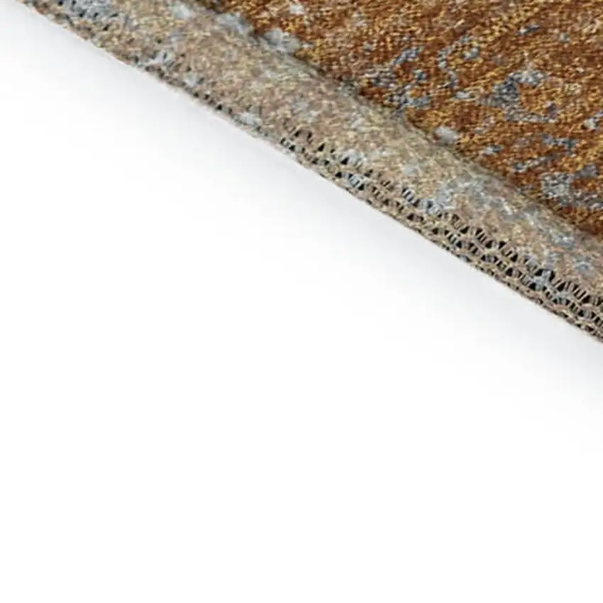 Copper And Beige Abstract Washable Area Rug With UV Protection Photo 9