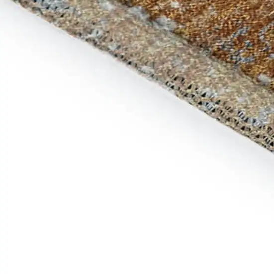 Copper And Beige Abstract Washable Area Rug With UV Protection Photo 8