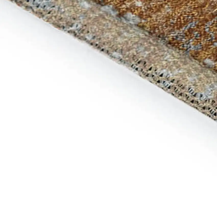 Copper And Beige Abstract Washable Area Rug With UV Protection Photo 8