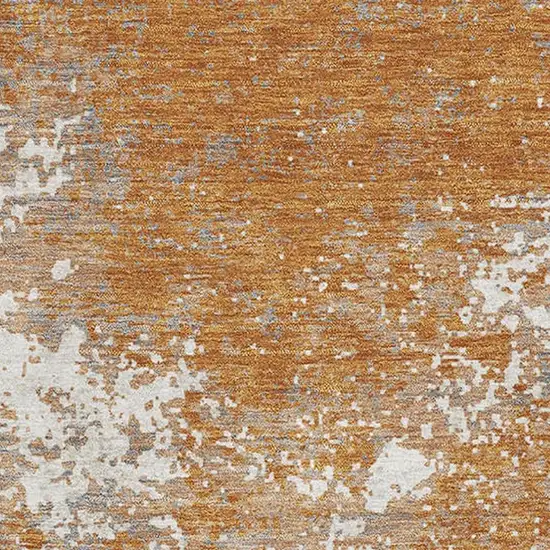 Copper And Beige Abstract Washable Area Rug With UV Protection Photo 4