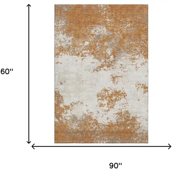 Copper And Beige Abstract Washable Area Rug With UV Protection Photo 4
