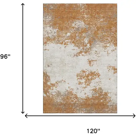 Copper And Beige Abstract Washable Area Rug With UV Protection Photo 4