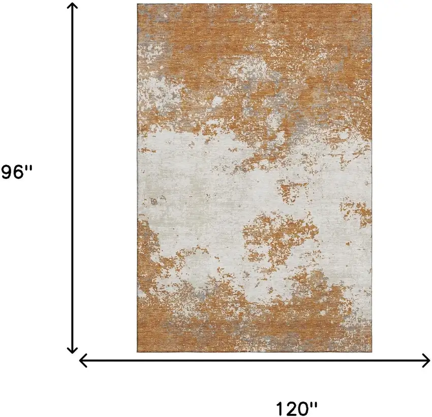Copper And Beige Abstract Washable Area Rug With UV Protection Photo 4