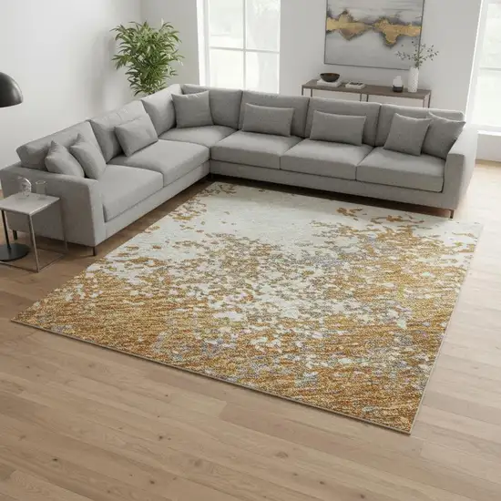 Copper And Beige Abstract Washable Area Rug With UV Protection Photo 2