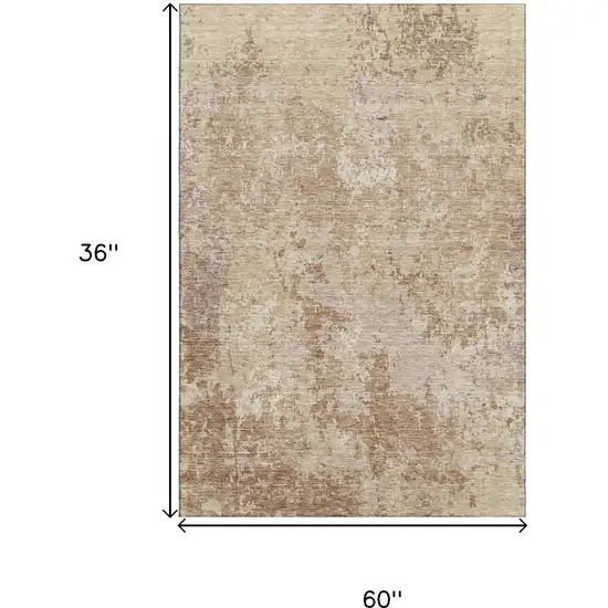 Copper And Beige Abstract Washable Area Rug With UV Protection Photo 3