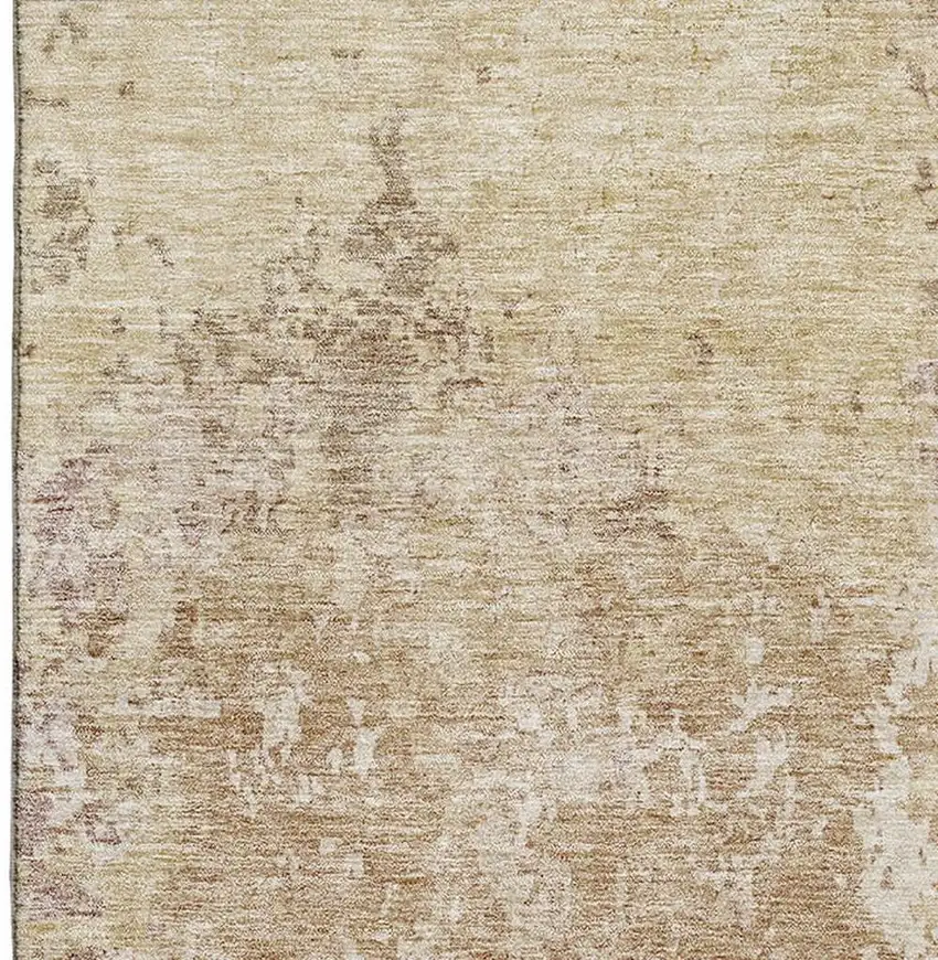 Copper And Beige Abstract Washable Area Rug With UV Protection Photo 5