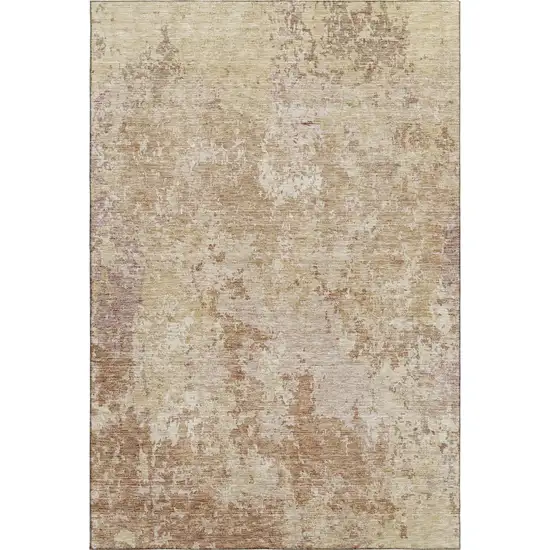 Copper And Beige Abstract Washable Area Rug With UV Protection Photo 3