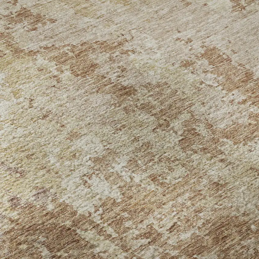 Copper And Beige Abstract Washable Area Rug With UV Protection Photo 7