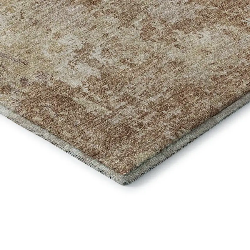 Copper And Beige Abstract Washable Area Rug With UV Protection Photo 5