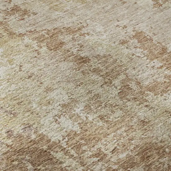Copper And Beige Abstract Washable Area Rug With UV Protection Photo 7