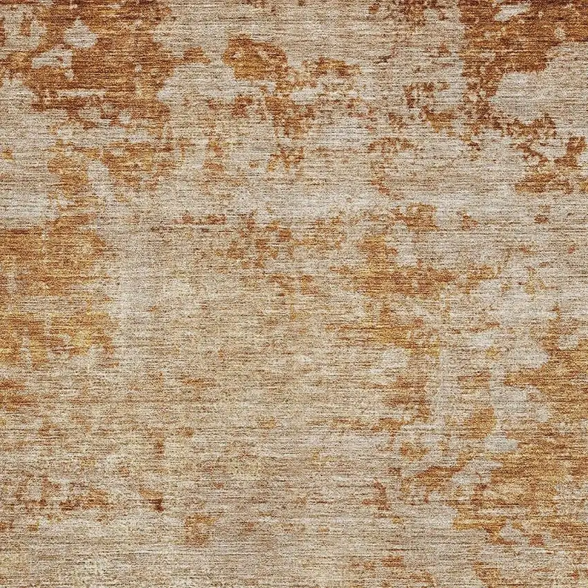 Copper And Beige Abstract Washable Area Rug With UV Protection Photo 3