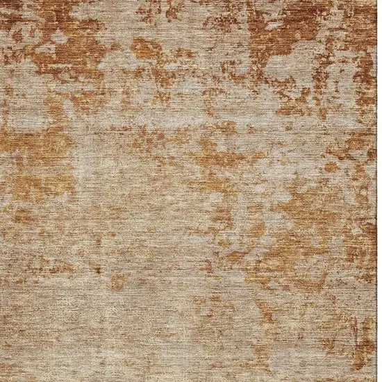 Copper And Beige Abstract Washable Area Rug With UV Protection Photo 4