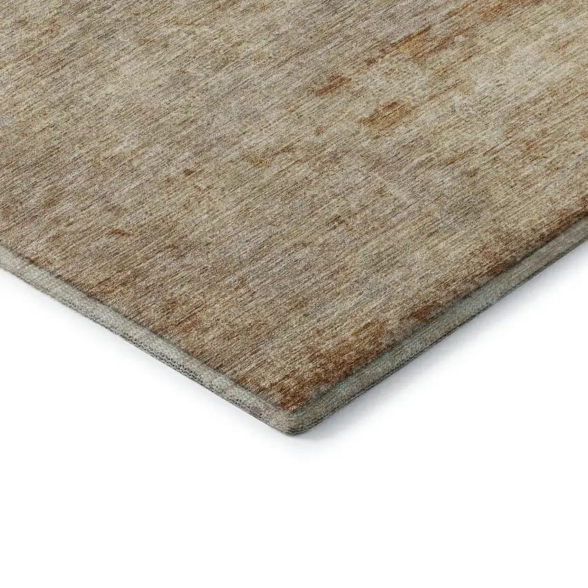Copper And Beige Abstract Washable Area Rug With UV Protection Photo 5