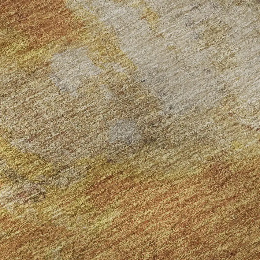 Copper And Beige Abstract Washable Area Rug With UV Protection Photo 1