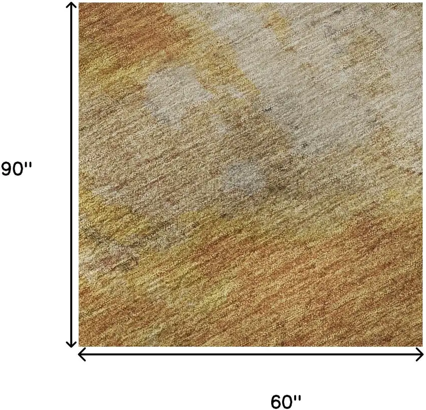 Copper And Beige Abstract Washable Area Rug With UV Protection Photo 8