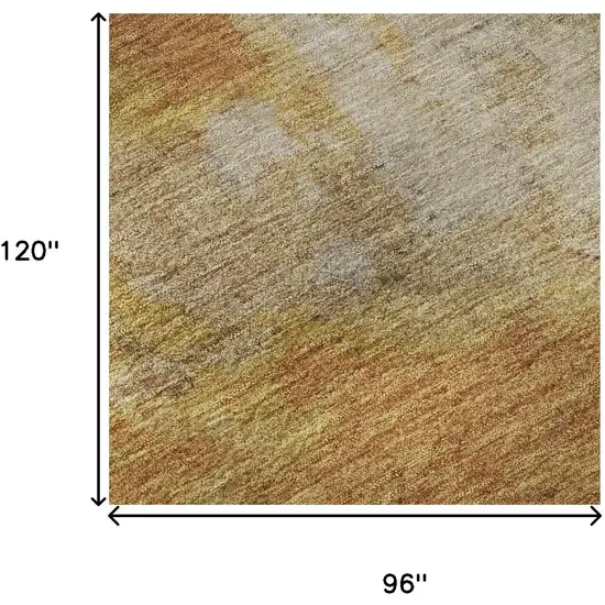 Copper And Beige Abstract Washable Area Rug With UV Protection Photo 8