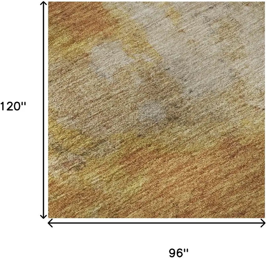 Copper And Beige Abstract Washable Area Rug With UV Protection Photo 8