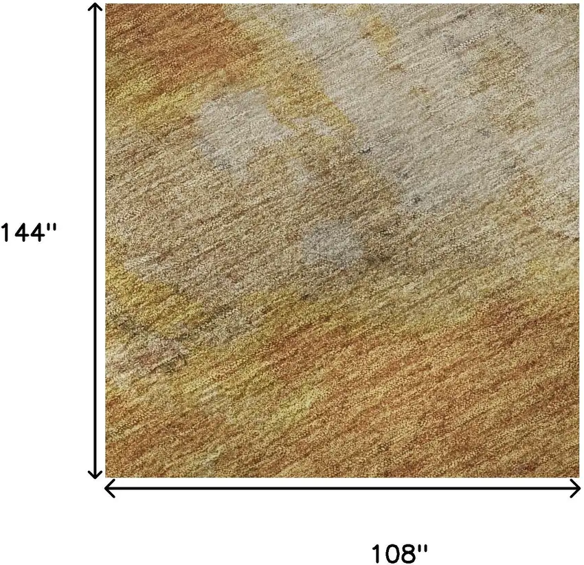 Copper And Beige Abstract Washable Area Rug With UV Protection Photo 8