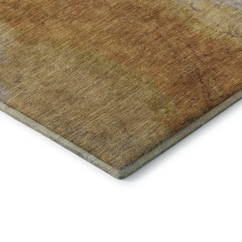 Copper And Beige Abstract Washable Area Rug With UV Protection Photo 7