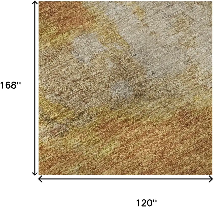 Copper And Beige Abstract Washable Area Rug With UV Protection Photo 9