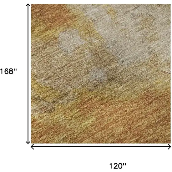 Copper And Beige Abstract Washable Area Rug With UV Protection Photo 9