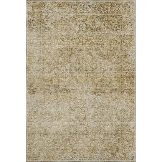 Copper And Beige Abstract Washable Area Rug With UV Protection Photo 3