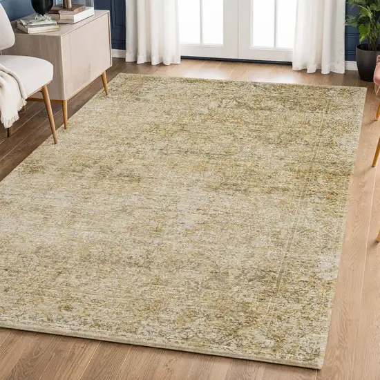 Copper And Beige Abstract Washable Area Rug With UV Protection Photo 2