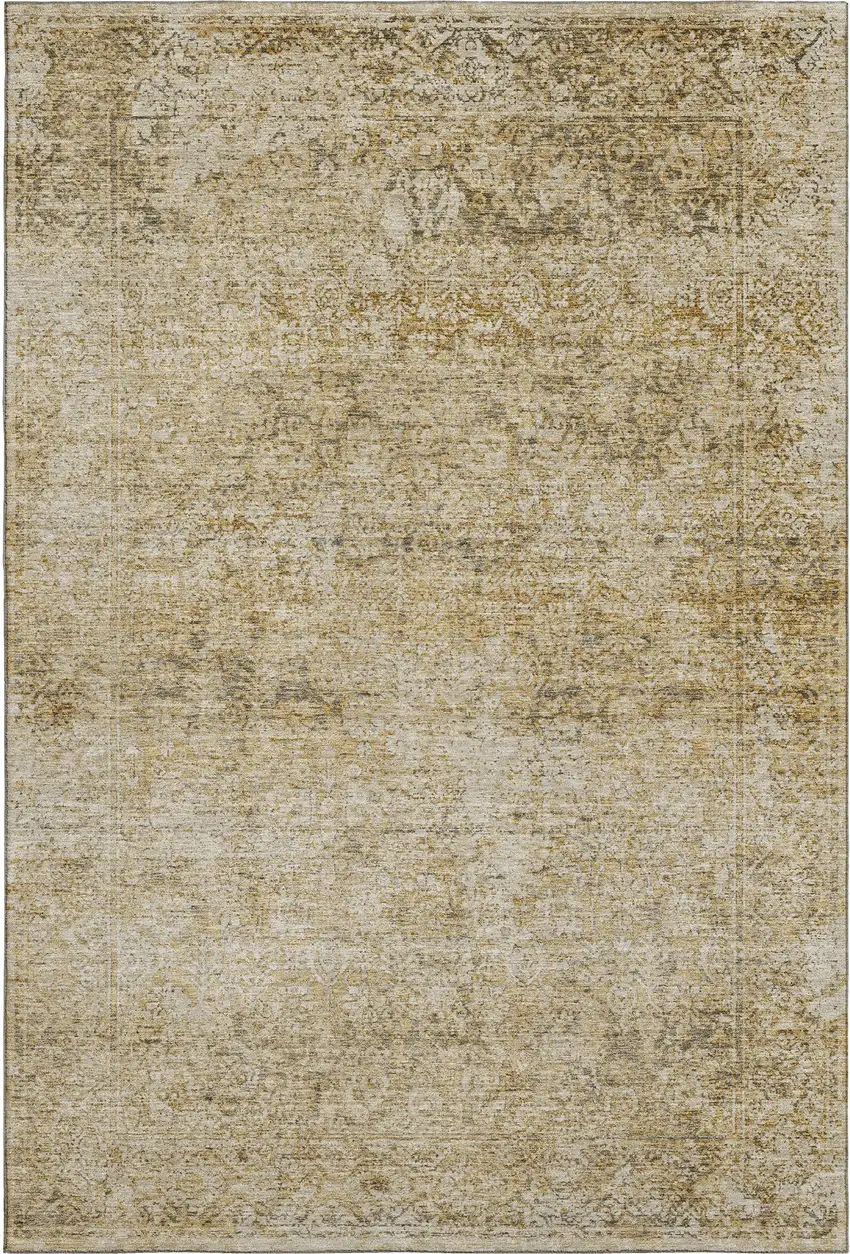 Copper And Beige Abstract Washable Area Rug With UV Protection Photo 3