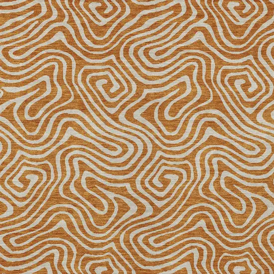 Copper And Beige Abstract Washable Indoor Outdoor Area Rug Photo 7