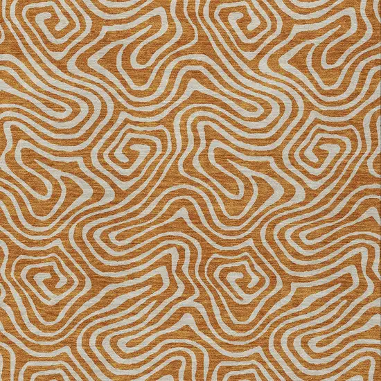 Copper And Beige Abstract Washable Indoor Outdoor Area Rug Photo 7