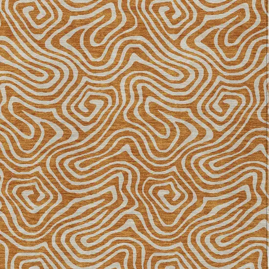 Copper And Beige Abstract Washable Indoor Outdoor Area Rug Photo 7