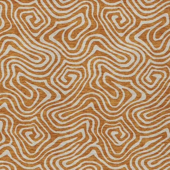 Copper And Beige Abstract Washable Indoor Outdoor Area Rug Photo 7
