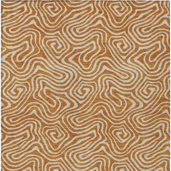 Copper And Beige Abstract Washable Indoor Outdoor Area Rug Photo 8