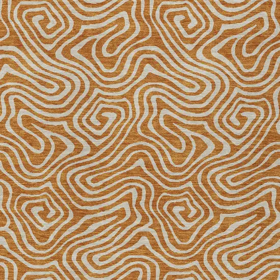 Copper And Beige Abstract Washable Indoor Outdoor Area Rug Photo 7