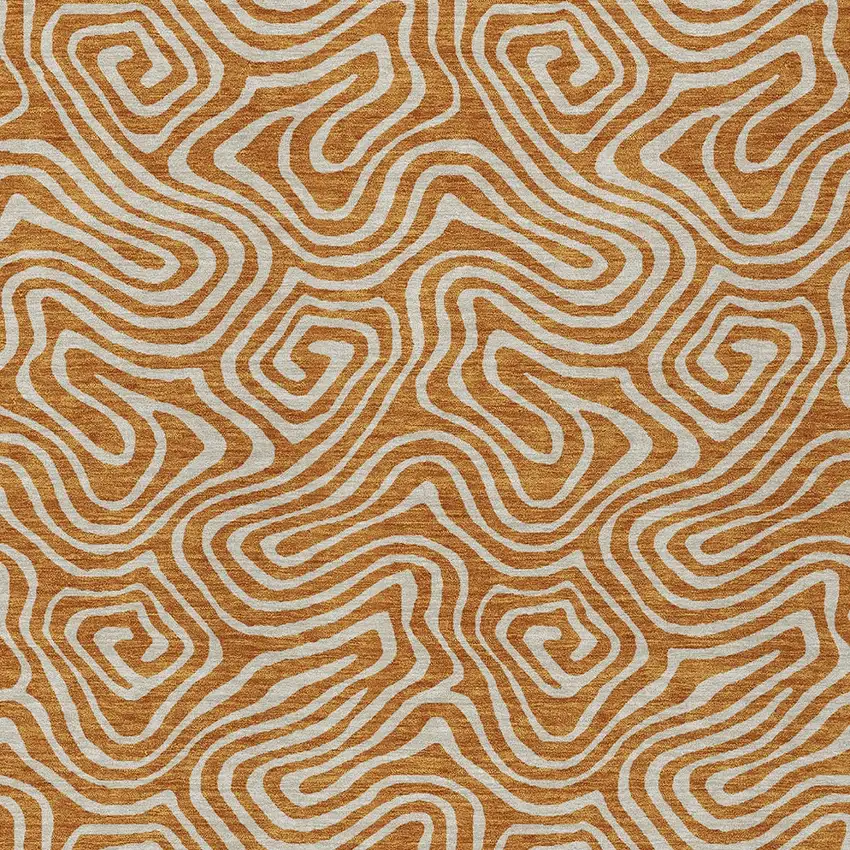 Copper And Beige Abstract Washable Indoor Outdoor Area Rug Photo 7