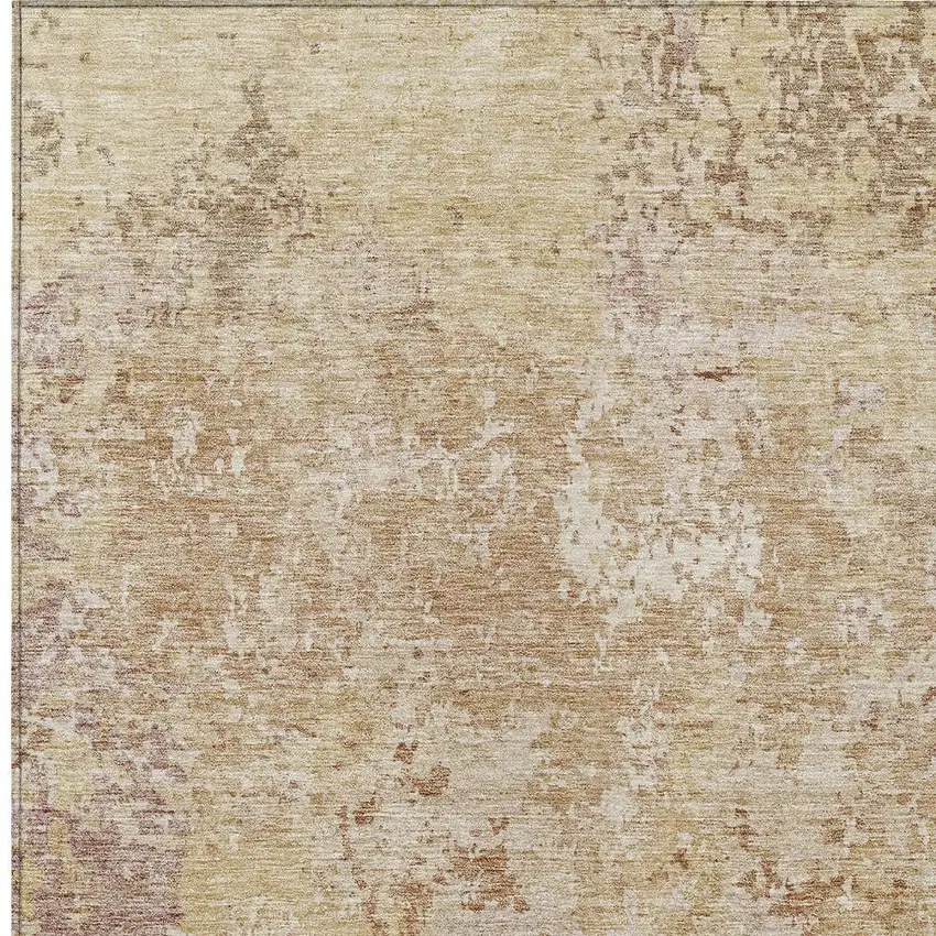 Copper And Beige Abstract Washable Indoor Outdoor Area Rug Photo 6